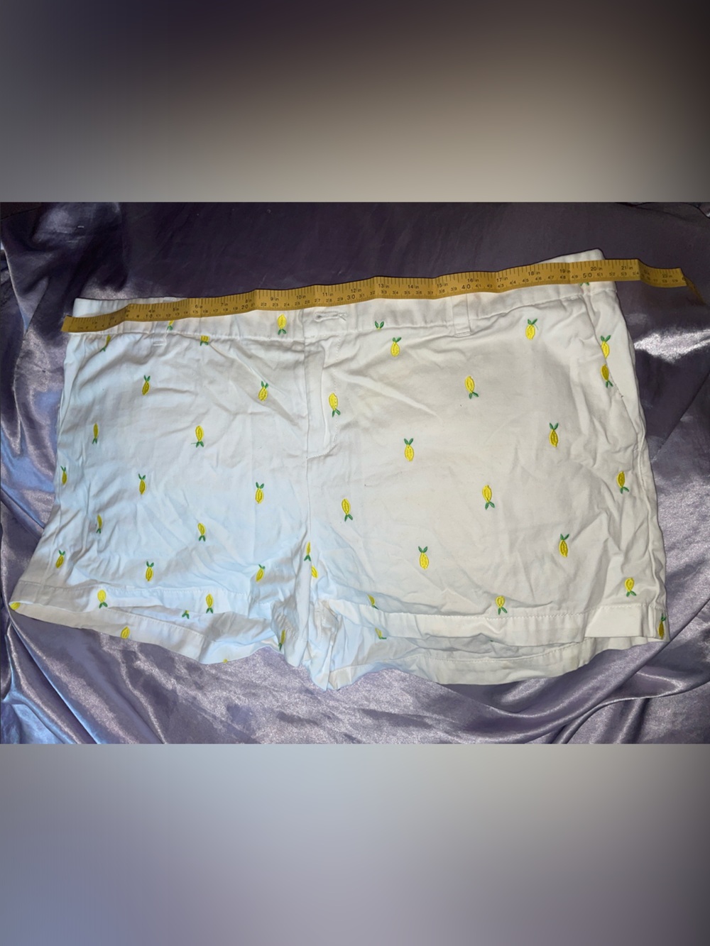 Merona White Shorts with Yellow Pineapple Embroidery